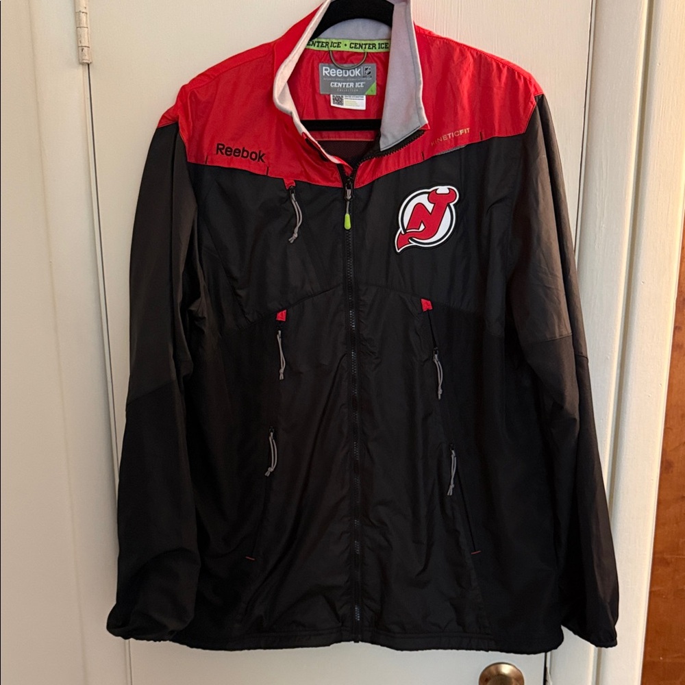 Reebok New Jersey Devils Men's Black and Red Windbreaker Jacket